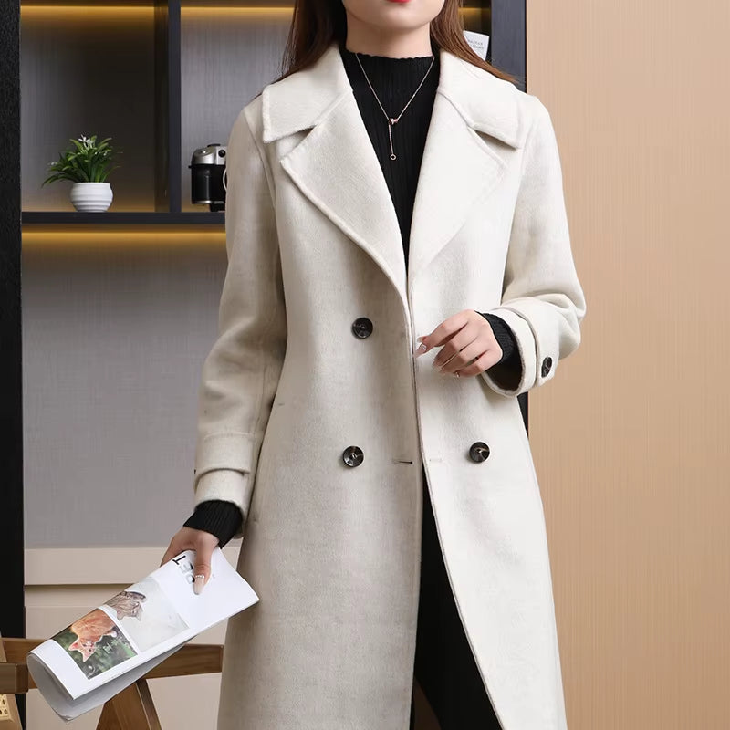 2025 New Double-Sided Wool Overcoat Women'S Loose 100% Pure Wool Coat Long Fashion Autumn and Winter Women'S Clothing