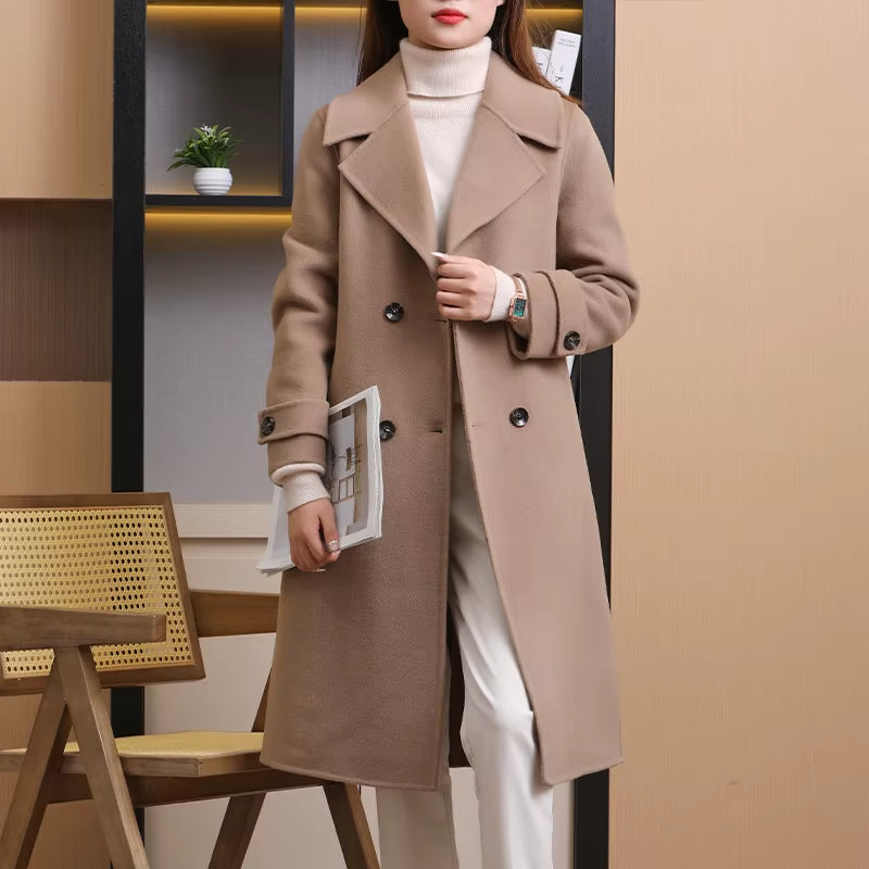 2025 New Double-Sided Wool Overcoat Women'S Loose 100% Pure Wool Coat Long Fashion Autumn and Winter Women'S Clothing