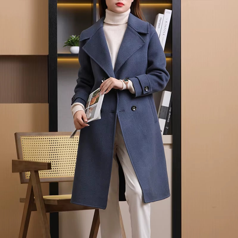 2025 New Double-Sided Wool Overcoat Women'S Loose 100% Pure Wool Coat Long Fashion Autumn and Winter Women'S Clothing