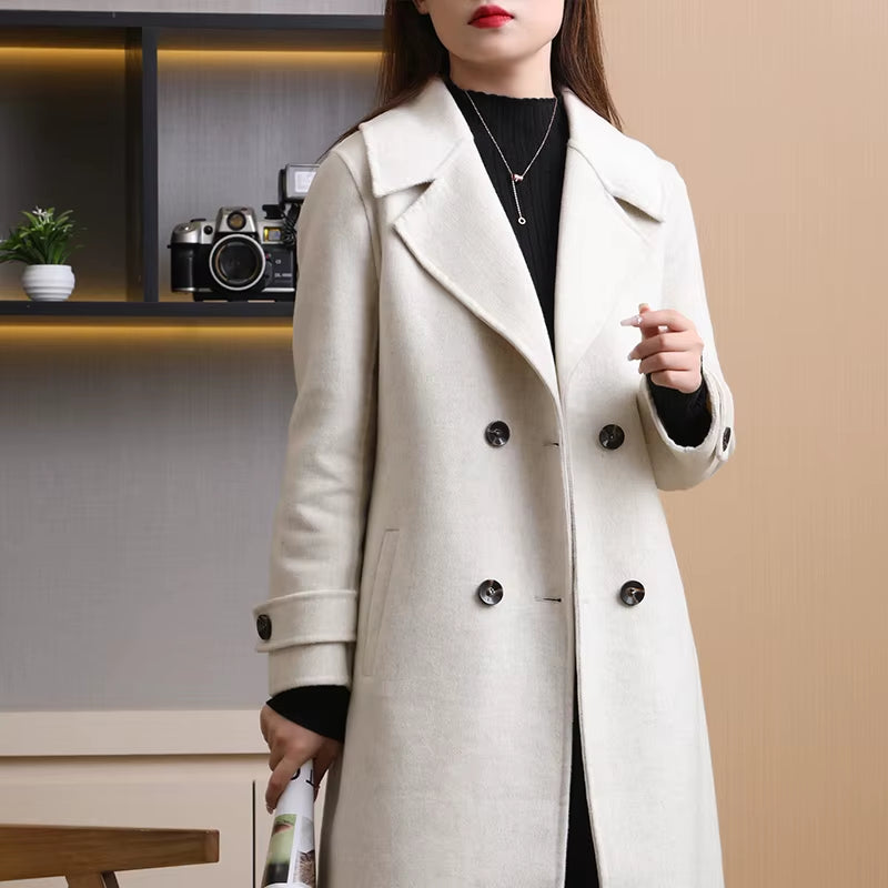 2025 New Double-Sided Wool Overcoat Women'S Loose 100% Pure Wool Coat Long Fashion Autumn and Winter Women'S Clothing