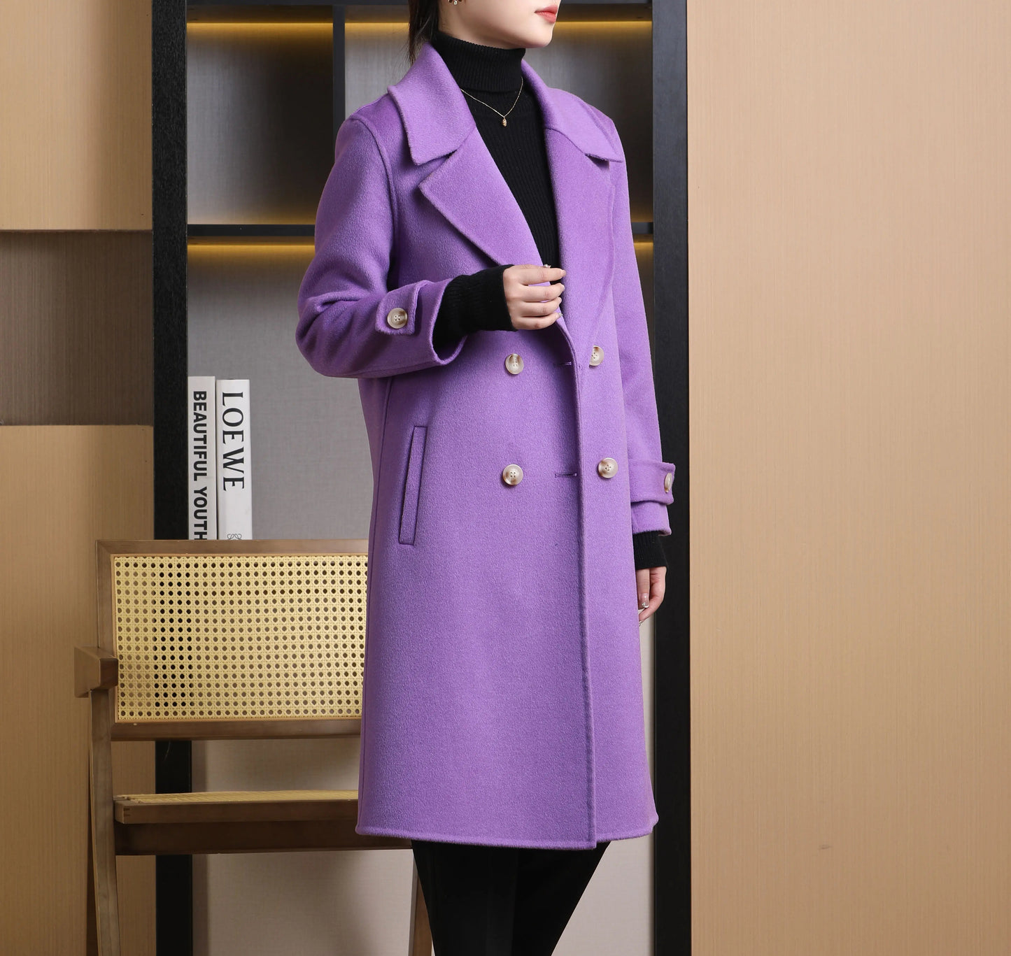 2025 New Double-Sided Wool Overcoat Women'S Loose 100% Pure Wool Coat Long Fashion Autumn and Winter Women'S Clothing