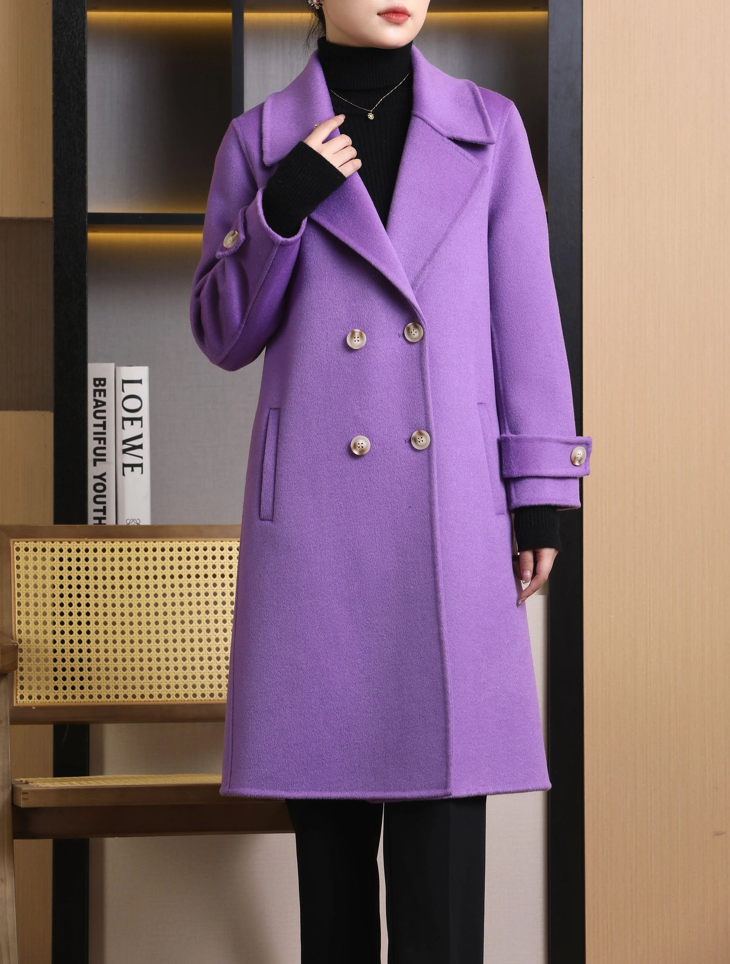 2025 New Double-Sided Wool Overcoat Women'S Loose 100% Pure Wool Coat Long Fashion Autumn and Winter Women'S Clothing