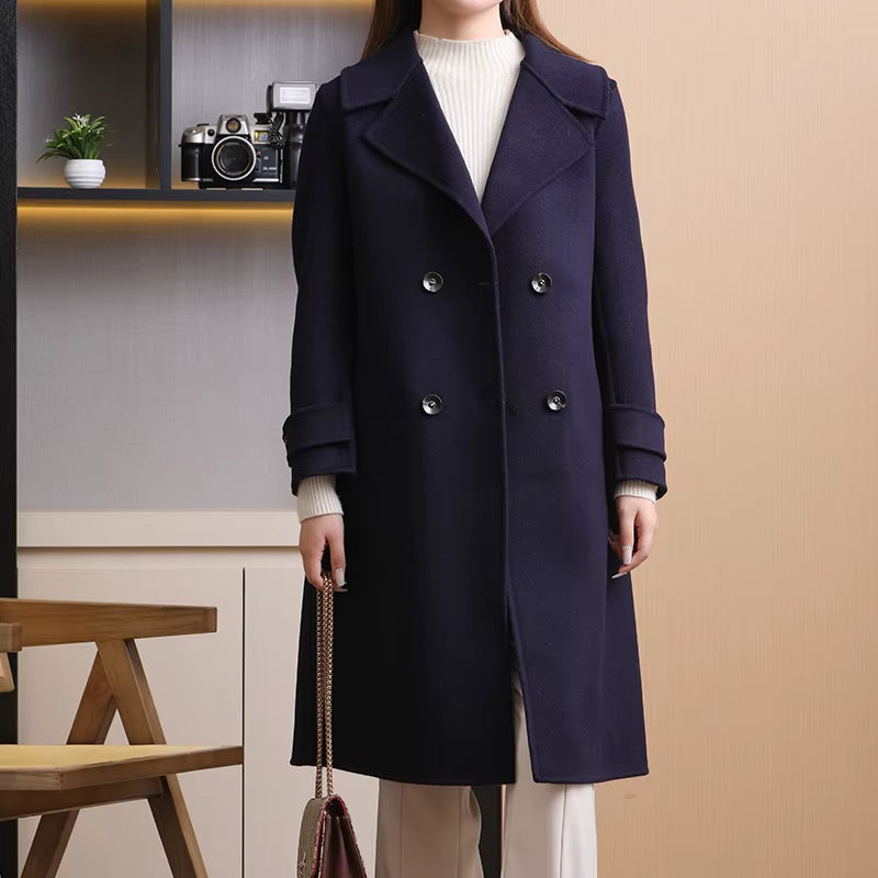 2025 New Double-Sided Wool Overcoat Women'S Loose 100% Pure Wool Coat Long Fashion Autumn and Winter Women'S Clothing