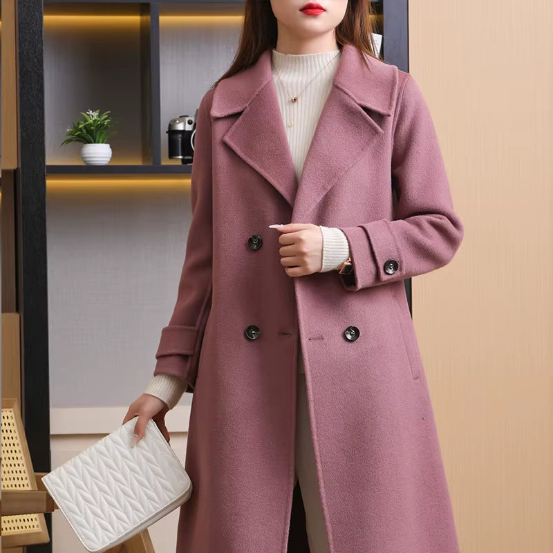 2025 New Double-Sided Wool Overcoat Women'S Loose 100% Pure Wool Coat Long Fashion Autumn and Winter Women'S Clothing