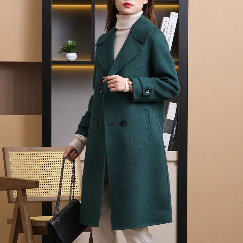 2025 New Double-Sided Wool Overcoat Women'S Loose 100% Pure Wool Coat Long Fashion Autumn and Winter Women'S Clothing