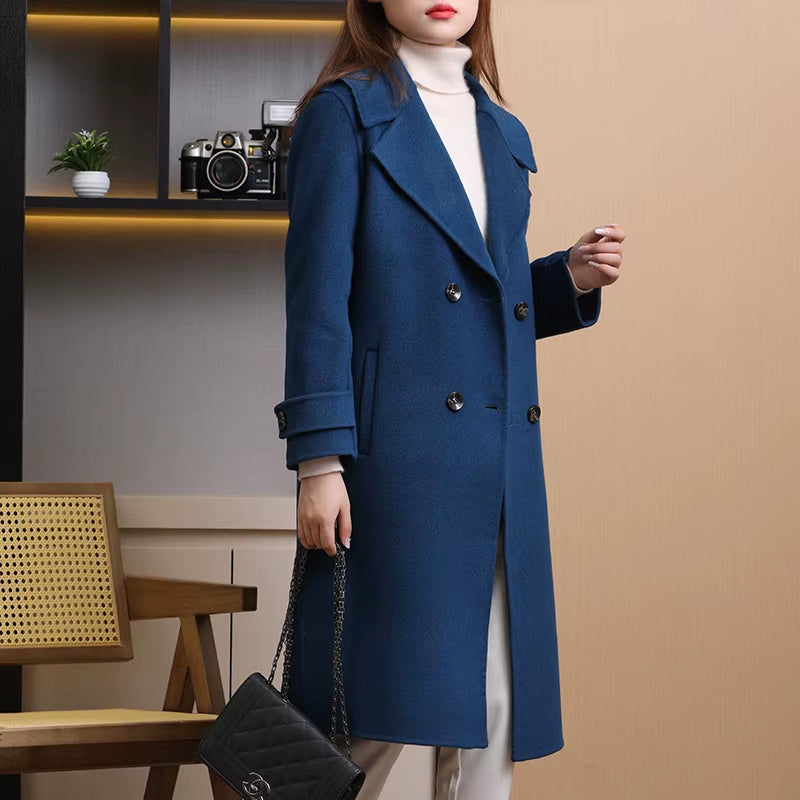 2025 New Double-Sided Wool Overcoat Women'S Loose 100% Pure Wool Coat Long Fashion Autumn and Winter Women'S Clothing