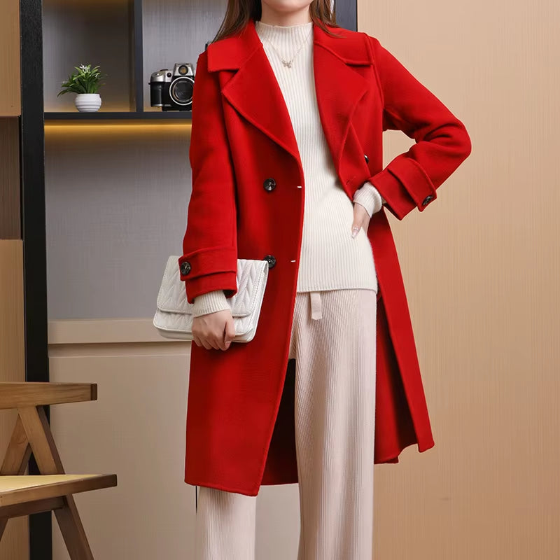 2025 New Double-Sided Wool Overcoat Women'S Loose 100% Pure Wool Coat Long Fashion Autumn and Winter Women'S Clothing