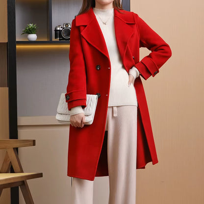 2025 New Double-Sided Wool Overcoat Women'S Loose 100% Pure Wool Coat Long Fashion Autumn and Winter Women'S Clothing